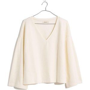 Madewell Ottoman Jacquard V-Neck Long-Sleeve Top